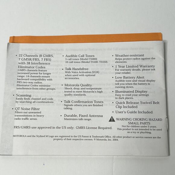 Motorola Talkabout Walkie Talkies T5000 Two-Way Radios Set of 2 Gray 22 Channels - Picture 10 of 10